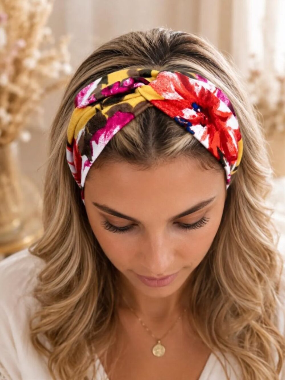 Handmade Floral Headband for Women, Boho Twist Soft Headband